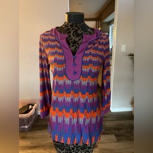 BCBGMaxAzria Purple and Orange Tunic Top
